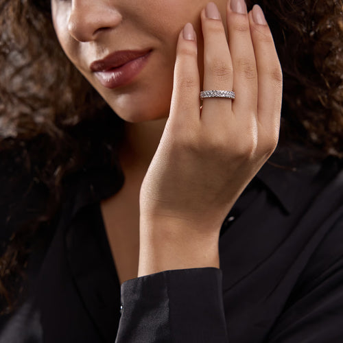 Round Lab Grown Diamond Double Row Eternity Band