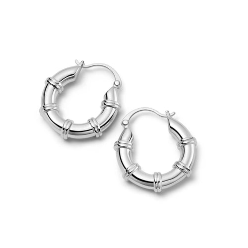 Chunky Ridge Hoop Earrings in Sterling Silver