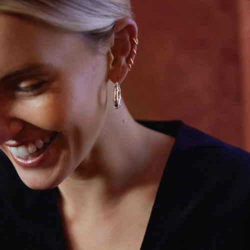 Chunky Ridge Hoop Earrings in Sterling Silver