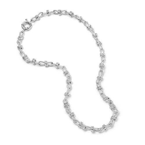 Chunky Sterling Silver Knot Chain Necklace