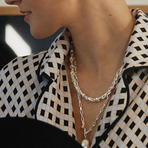 Chunky Sterling Silver Knot Chain Necklace