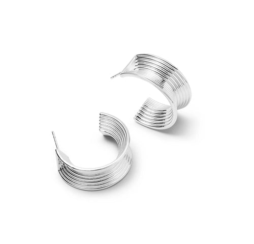Chunky Tidal Hoop Earrings in Sterling Silver
