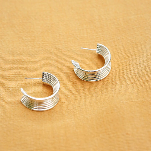 Chunky Tidal Hoop Earrings in Sterling Silver