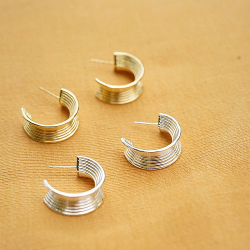 Chunky Tidal Hoop Earrings in Sterling Silver
