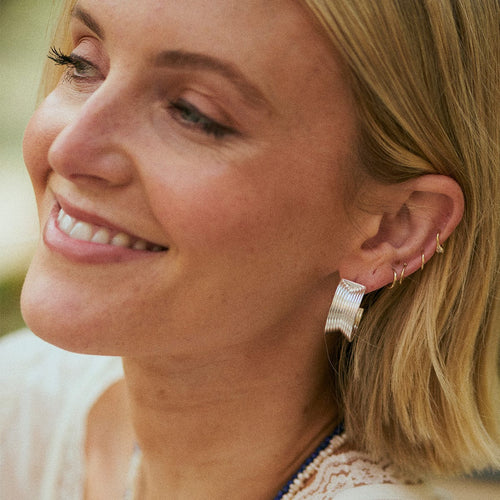 Chunky Tidal Hoop Earrings in Sterling Silver
