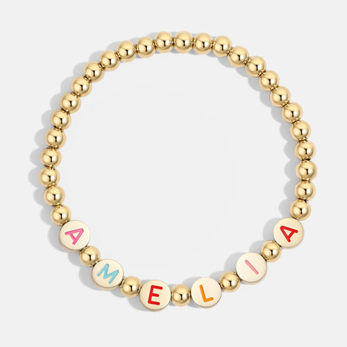 Custom Rainbow Letter Disc Beaded Bracelet