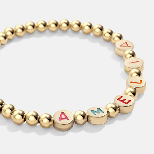 Custom Rainbow Letter Disc Beaded Bracelet