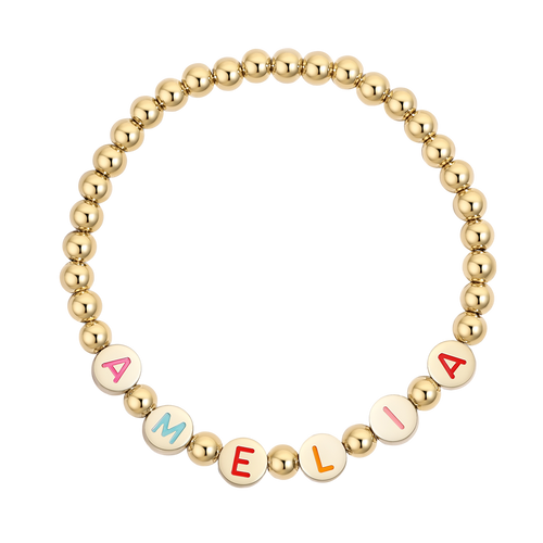 Custom Rainbow Letter Disc Beaded Bracelet