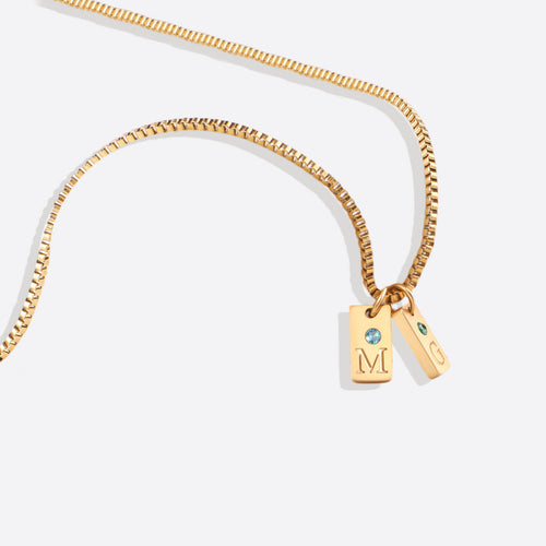 Dainty Pave Tag Initial Necklace
