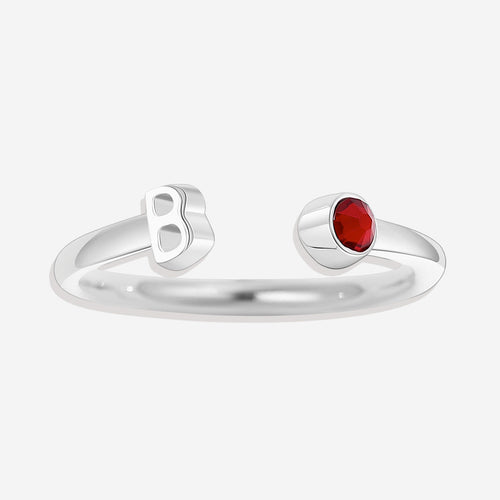 Dainty Birthstone Initial Ring