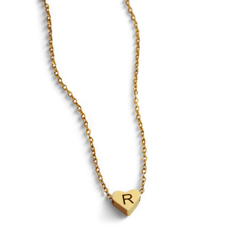 Dainty Heart Initial Necklace