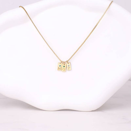 Dainty Pave Tag Initial Necklace