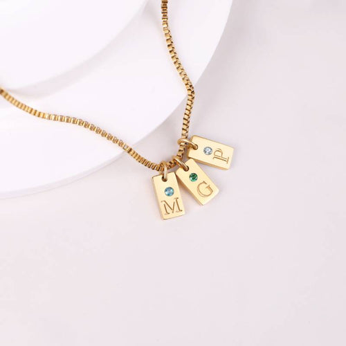 Dainty Pave Tag Initial Necklace