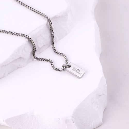 Dainty Pave Tag Initial Necklace