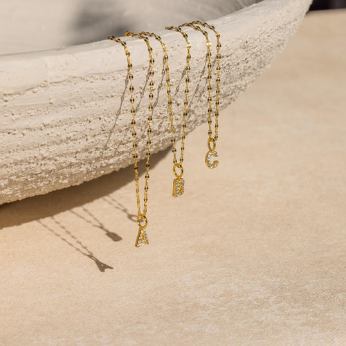 Dainty Pave Letter Necklace