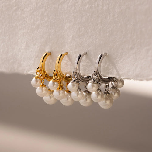 Pearl Chandelier Huggies