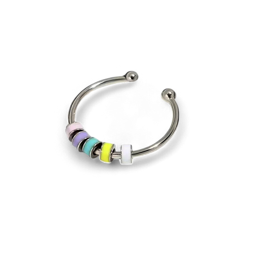 Enamel Bead Spinning Fidget Ring