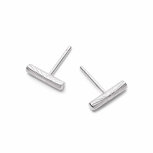 Engraved Sunburst Bar Stud Earrings