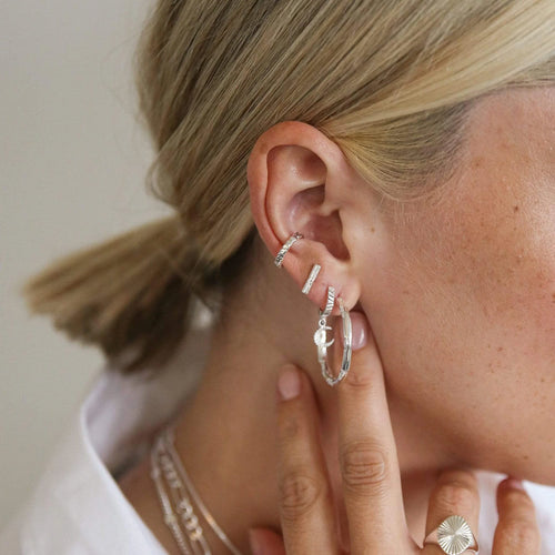 Engraved Sunburst Bar Stud Earrings