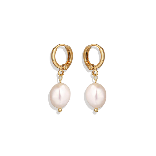 Freshwater Pearl Drop Huggie Earrings