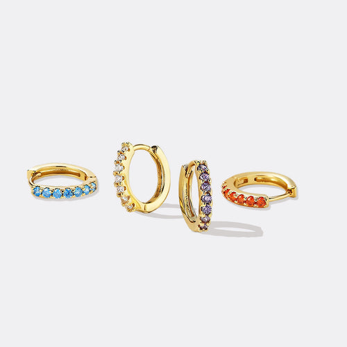 Gemstone Sleeper Huggie Hoop Earrings