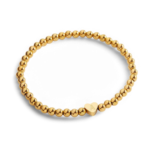 Beaded Bracelet with Heart Initial