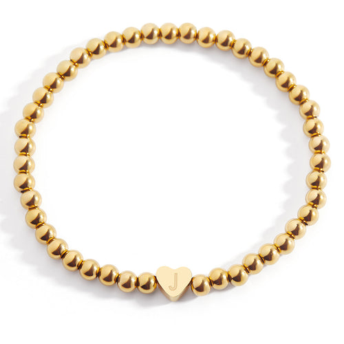 Beaded Bracelet with Heart Initial