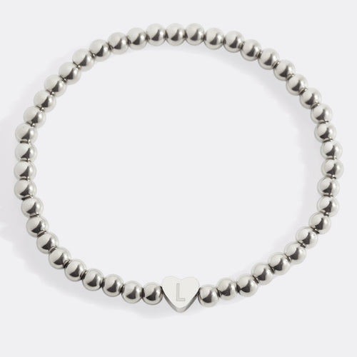 Beaded Bracelet with Heart Initial