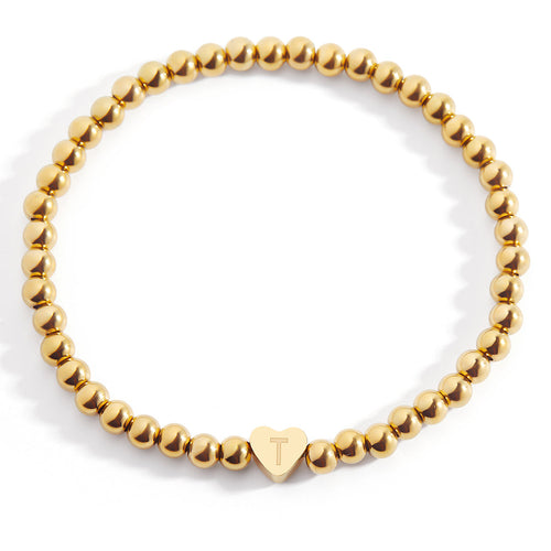Beaded Bracelet with Heart Initial