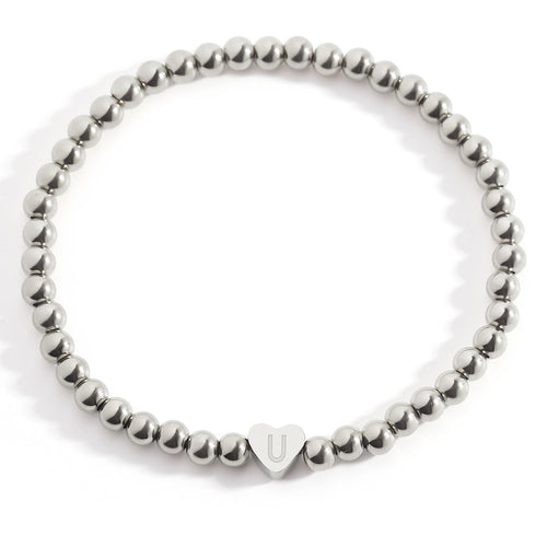 Beaded Bracelet with Heart Initial