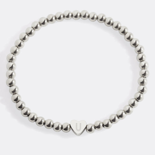 Beaded Bracelet with Heart Initial