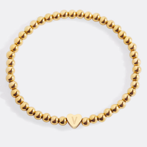 Beaded Bracelet with Heart Initial