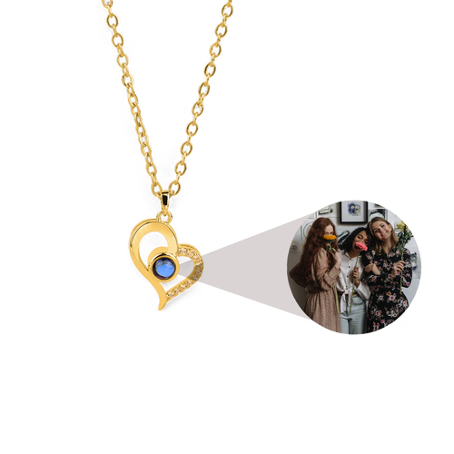 Half Pave Heart Photo Necklace