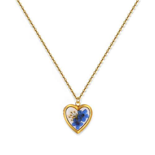 Handmade Pressed Flower Photo Heart Locket