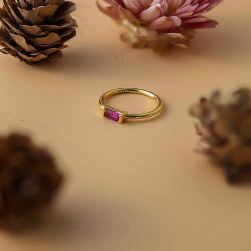 Custom Baguette Birthstone Ring