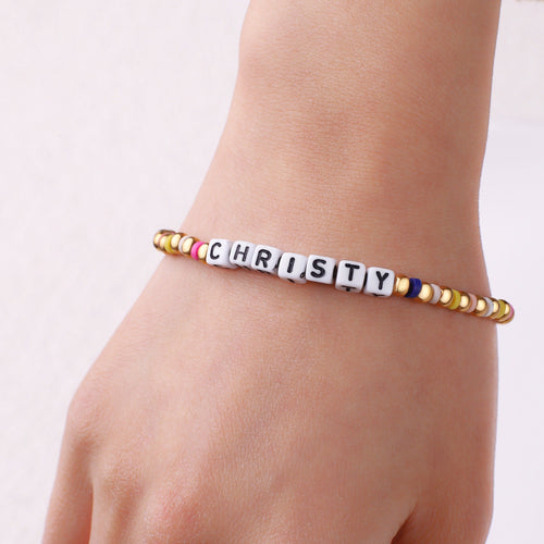Custom Waterproof Rainbow Beaded Friendship Bracelet