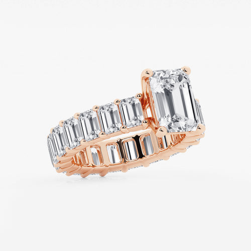 7 3/4 ctw Emerald Lab Grown Diamond Eternity Engagement Ring 14K Rose Gold, D, VVS