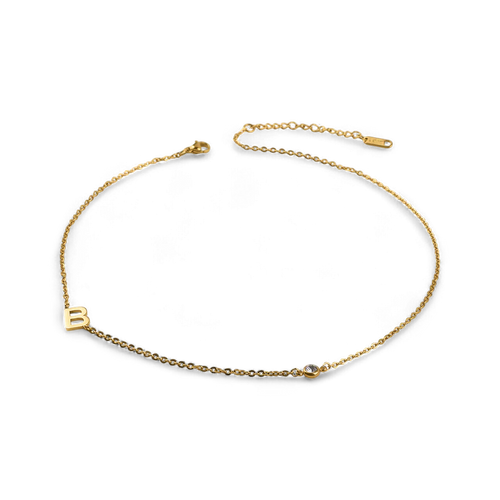 Initial Necklace with Diamond Accent