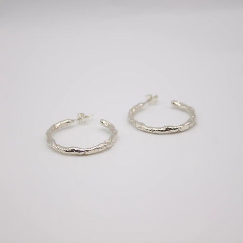 Large Sterling Silver Organic Hoop Earrings