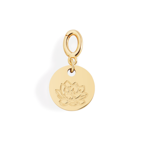 Engraved Birth Flower Disc Charm