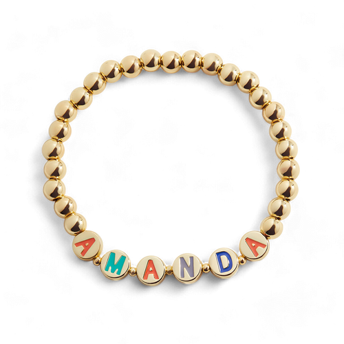 Custom Rainbow Letter Disc Beaded Bracelet
