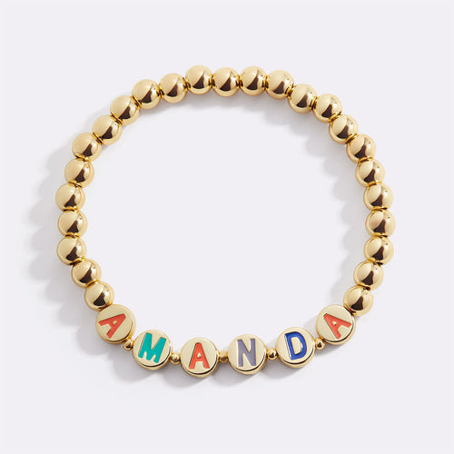 Custom Rainbow Letter Disc Beaded Bracelet