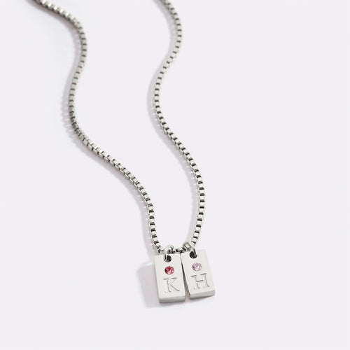Dainty Pave Tag Initial Necklace