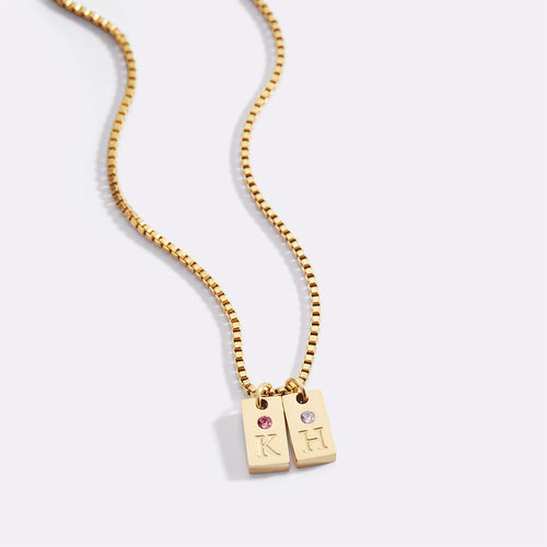 Dainty Pave Tag Initial Necklace