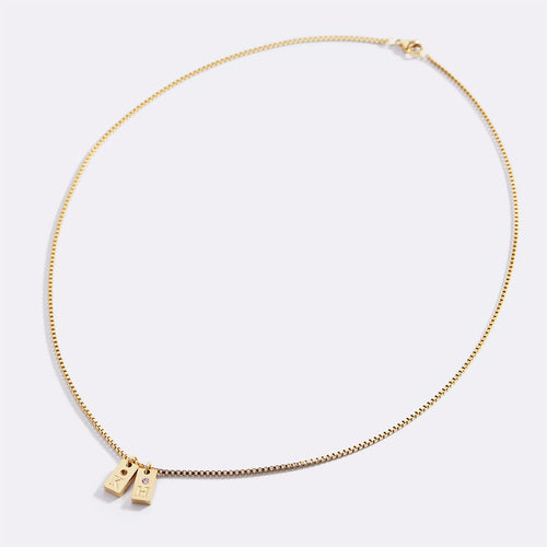 Dainty Pave Tag Initial Necklace