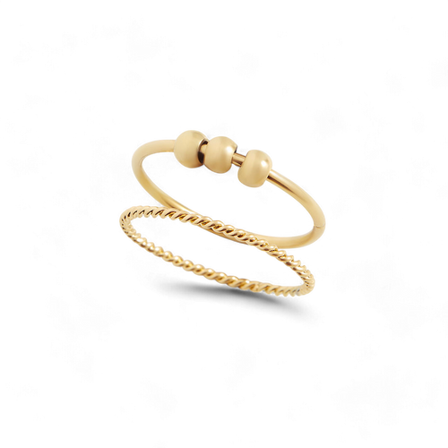 Dainty Stackable Beaded Fidget Ring Set