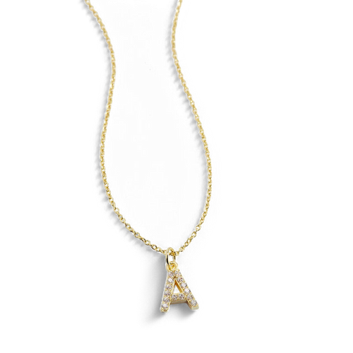 Pave Uppercase Initial Necklace