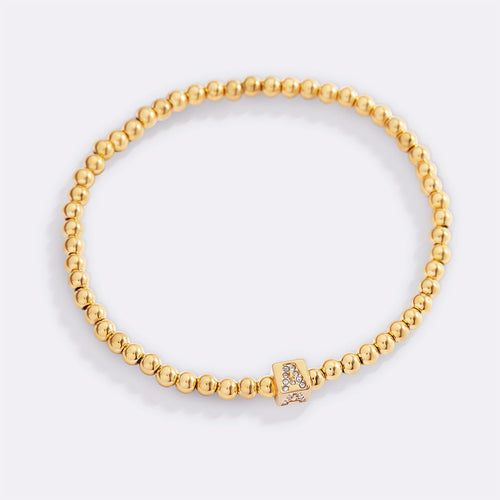 Beaded Block Initial Bracelet