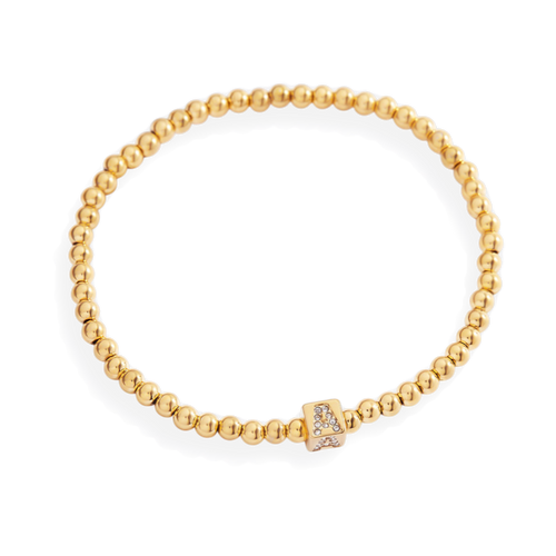 Beaded Block Initial Bracelet