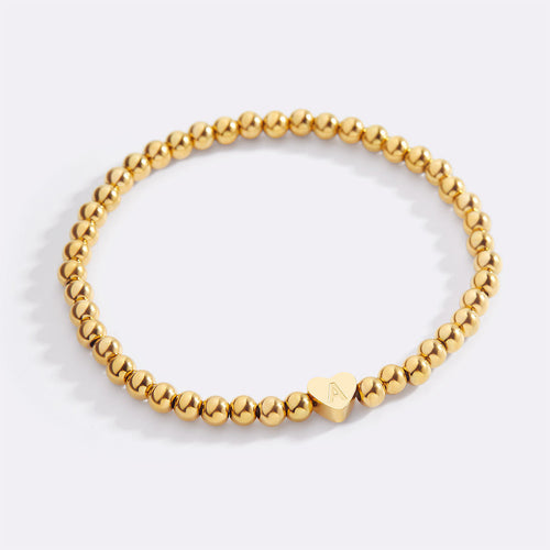Beaded Bracelet with Heart Initial